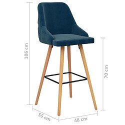 vidaXL Tabourets de bar lot de 2 bleu velours pas cher