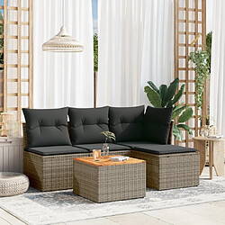 vidaXL Salon de jardin 5 pcs avec coussins gris résine tressée 