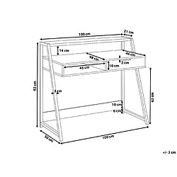 Beliani Bureau bois clair et blanc avec tiroir 100 x 50 cm CALVIN