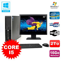 Lot PC HP Elite 8200 SFF Core I5 3.1GHz 16Go 2To DVD WIFI W7 + Ecran 22" - Occasion