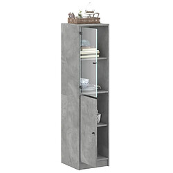 Maison Chic Commode Buffet - Meuble de rangement avec porte en verre gris béton 35x37x142 cm -GKD42919 pas cher