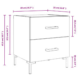 vidaXL Tables de chevet 2pcs gris béton 40x35x47,5cm bois d’ingénierie pas cher