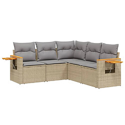 vidaXL Salon de jardin avec coussins 5 pcs beige résine tressée