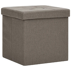 vidaXL Tabouret de rangement pliable Taupe Faux lin