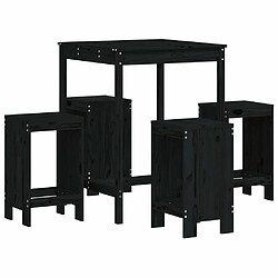 Maison Chic Table de bar et chaises d'extérieur 5 pcs,Ensemble de bar de jardin pour relax noir bois de pin massif -GKD861401