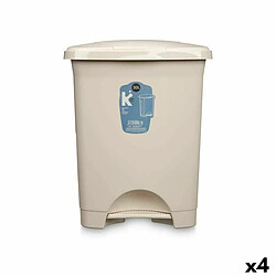 BigBuy Home Poubelle à pédale Beige Plastique 30 L (4 Unités) 