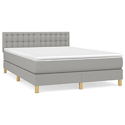 vidaXL Sommier à lattes de lit avec matelas Gris clair 140x190cm Tissu