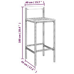 vidaXL Tabourets de bar lot de 4 gris résine tressée et bois d'acacia pas cher