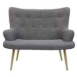 The Home Deco Factory Canapé scandinave en tissu et métal 2 Places - Gris