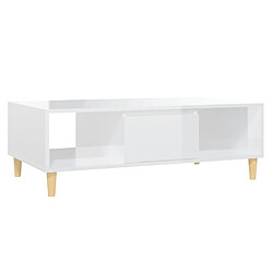 vidaXL Table basse blanc brillant 103,5x60x35 cm bois d'ingénierie