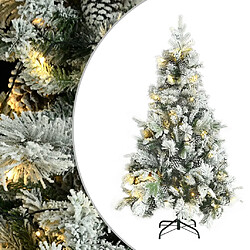 vidaXL Sapin de Noël pré-éclairé avec neige floquée/cônes 195cm PVC/PE 