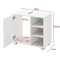 Helloshop26 Meuble sous lavabo design meuble de rangement pour salle de bain sous vasque avec 3 étagères panneau de particules mélaminé 56 x 60 x 31 cm blanc 03_0005856