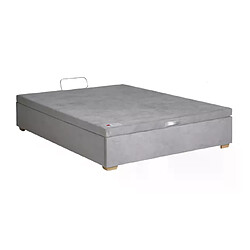 Avis Sommier Lit Coffre Epeda HERCULE Velours Gris Souris 90x200