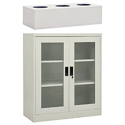 vidaXL Armoire de bureau et jardinière Gris clair 90x40x128 cm Acier 