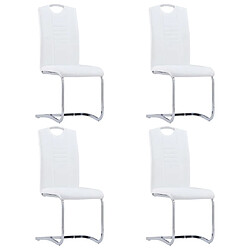 Maison Chic Lot de 4 Chaises à manger cantilever,Chaises à dîner blanc similicuir -MN85689