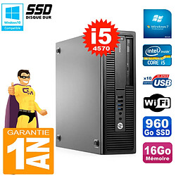 PC HP EliteDesk 800 G1 SFF Core I5-4570 RAM 16Go 960 Go SSD Graveur DVD Wifi W7 - Occasion