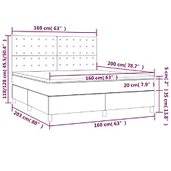 vidaXL Sommier à lattes de lit matelas et LED Gris clair 160x200 cm pas cher