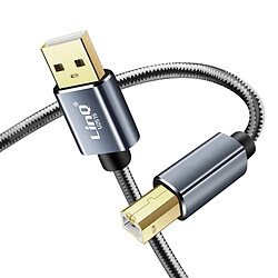 Câble USB-A 2.0 vers USB-B 2.0 Transfert Rapide et Stable Nylon tressé 1,5m LinQ