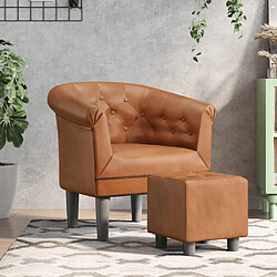 vidaXL Fauteuil avec repose-pied marron similicuir