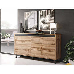 Bestmobilier Lord - buffet bas - bois et noir - 138 cm - style industriel Lord - buffet bas - bois et noir - 138 cm - style industriel - Bois