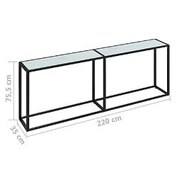 vidaXL Table console Marbre blanc 220x35x75,5 cm Verre trempé pas cher