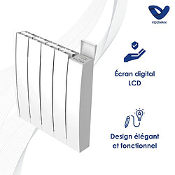 Radiateur électrique fixe 1000W céramique - Inertie Sèche - Écran LCD - Programmation digitale - Manao - Voltman