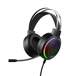 General Casque de jeu stéréo surround avec microphone, casque supra-auriculaire avec lumière LED RVB, doux et léger, micro antibruit, compatible avec PS4 PS5 Xbox PC Laptop(noir) 