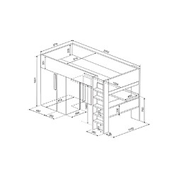 Vente-Unique Lit mezzanine 90 x 200 cm avec armoire et bureau - Bleu et blanc - NICOLAS pas cher