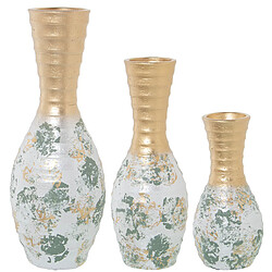 Ensemble de 3 Vases Alexandra House Living Vert Doré Céramique 25 x 36 x 46 cm (3 Pièces)