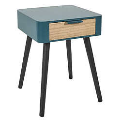 Toilinux Table de chevet 1 tiroir en MDF - Bleu Canard