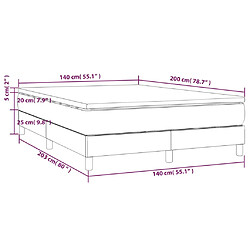 vidaXL Sommier à lattes de lit avec matelas Gris foncé 140x200cm Tissu pas cher