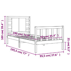 vidaXL Cadre de lit sans matelas noir bois de pin massif pas cher