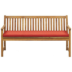 Beliani Banc avec coussin Bois d'acacia certifié 160 cm Rouge foncé VIVARA