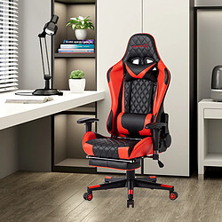 Fauteuil de bureau,chaise de bureau gamer, Fauteuil de gaming Foxsport réglable avec repose-pied,coussin de tête et coussin lombaire rouge et noir