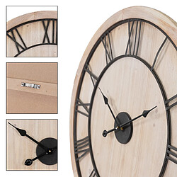 Avis Ecd Germany Horloge murale vintage ronde en bois MDF horloge décorative pour salon Ø76 cm