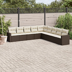 Maison Chic Salon de jardin avec coussins 9 pcs, Ensemble Tables et chaises de jardin, marron résine tressée -GKD852777