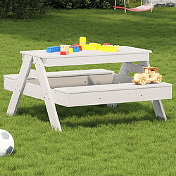 vidaXL Table de pique-nique pour enfants blanc bois massif de pin