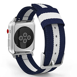 Shot Bracelet Nylon 38/40mm pour IWATCH Serie 1 APPLE Confortable Sport Tissu (BLEU/BLANC)