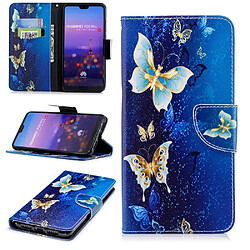 Etui en PU  papillons bleu pour Huawei P20 Pro 