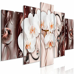 Paris Prix Tableau Orchid Waterfall 5 Panneaux Wide Pink 100x225cm 