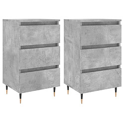 vidaXL Tables de chevet 2 pcs gris béton 40x35x69 cm bois d’ingénierie