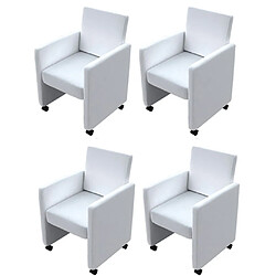 Maison Chic Lot de 4 Chaises à manger,Chaise pour cuisine blanc similicuir -MN20003