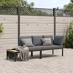 vidaXL Salon de jardin 2 pcs avec coussins noir aluminium