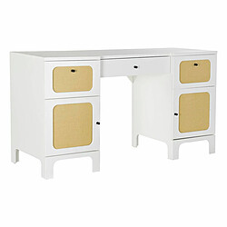 Bureau DKD Home Decor Sapin Blanc Rotin (140 x 50 x 76 cm)