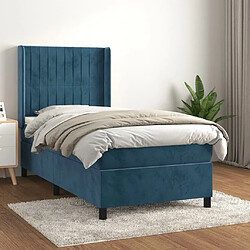 Maison Chic Lit Adulte - Lit simple Lit à sommier tapissier avec matelas moelleux - Meuble de Chambre - Bleu foncé 100x200 cm -MN19748