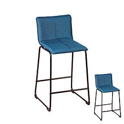 Dansmamaison Duo de tabourets de bar Turquoise Tissu/Métal - GANR Duo de tabourets de bar Turquoise Tissu/Métal - GANR - L 41 x l 45 x H 93 cm