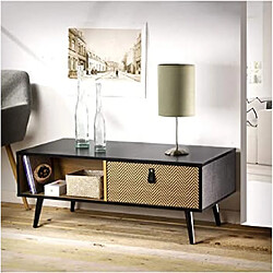 Acheter Urban Living Table basse contemporaine effet bois Chelsea - L. 100 x H. 40 cm - Noir