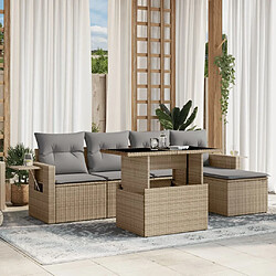 vidaXL Salon de jardin avec coussins 6 pcs beige résine tressée 