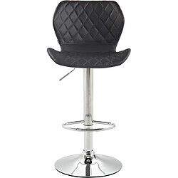 Decoshop26 Lot de 2 tabourets de bar avec coutures décoratives en forme de losanges en PVC noir et métal chromé 10_0004105