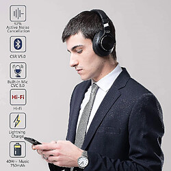 Universal Casque antibruit bluetooth v5.0 sans fil, 40 heures de temps de lecture casque, 40 heures de casque sur l'oreille